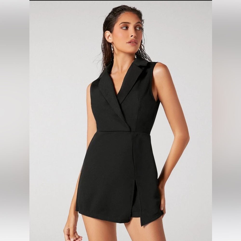 SHEIN BIZwear Notch Collar Solid Blazer Skort Romper, size XS